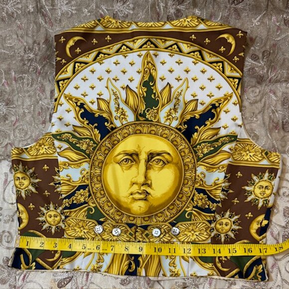 RARE Burberry Vintage Silk Vest  Incredibly Sun Celestial Print Sz 10 - Picture 9 of 16